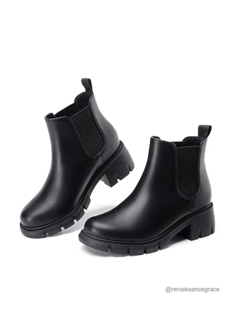 Girls Chunky Chelsea Ankle Boots Slip-on Lug Sole Water-Resistant